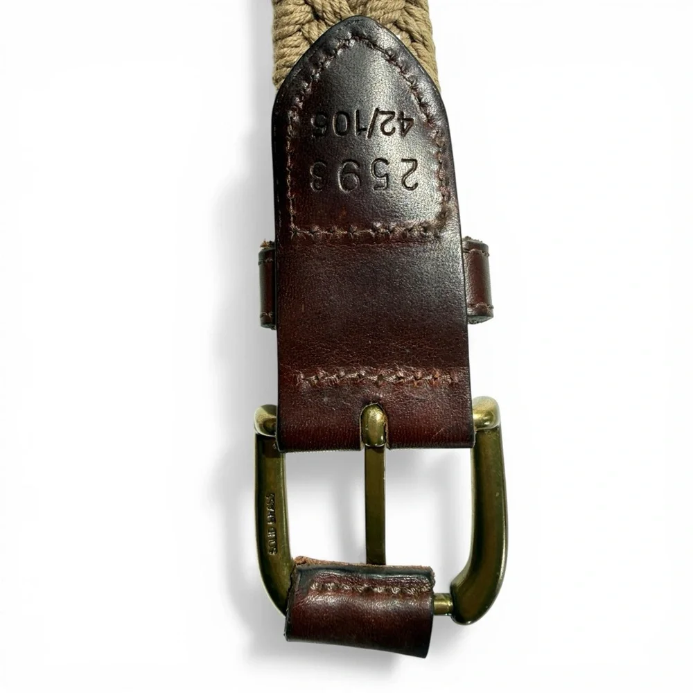 Dockers Olive Green Woven Belt with Brass-Tone Buckle